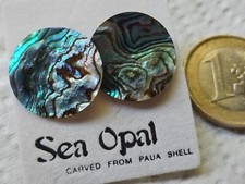 Ohrstecker grün fein gemustert See Opal   rund    sehr schön  ca 2 cm