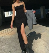 elegant Abendkleid lang sexy Kleid Schlitz Maxikleid Cocktail Party Clubwear