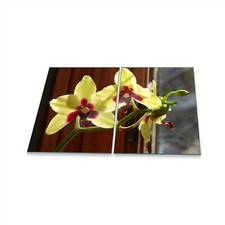 Herdabdeckplatte Ceran 2-Teilig 2x40x52 Blumen Gelb Abdeckung Spritzschutz Glas