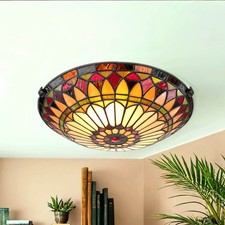 Deckenleuchte FARFALLA 10 in Bronze Buntglas Tiffany Lampe Ø42cm Wohnzimmer