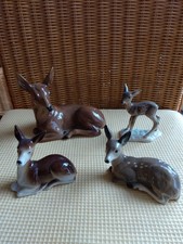 Konvolut  (4Stück) Rehe/Kitze Porzellan-Figuren, teils gemarktet, älter