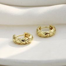 Creolen Rautenmuster Design Sterling Silber 925 Ohrringe Damen Kreolen