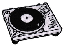 be88★DJ Plattenspieler gestickt Aufnäher Applikation Bügelbild Patch 6,5 x 4 cm