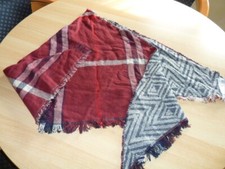 Schal Rot-Blau-Grau  Neu