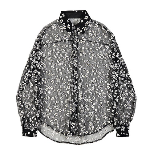 Herren blumenmuster netz hemd - netz,