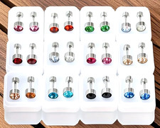 12 Paar Set Edelstahl 316 Medizinische Ohrstecker schraubbar bunt syn Edelsteine