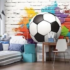 Fototapete Fussball Graffiti 3D Kinderzimmer Junge VLIES TAPETE XXL + KLEISTER
