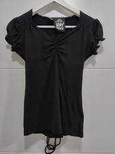 T-Shirt Bat Attack Gr. S mit Raffungen und Schnürung