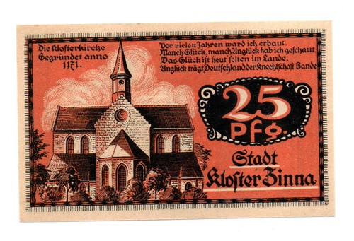 Notgeld kloster zinna 25 - kloster,