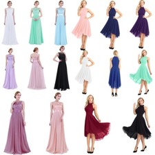 Damen Festliche Kleider Hochzeit Cocktailkleid Chiffon Elegant Langes Abendkleid