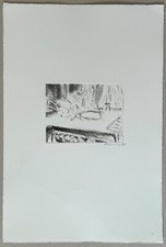 Norbert Tadeusz, Zimmerszene mit Akt, Radierung, 1975, handsigniert und datiert