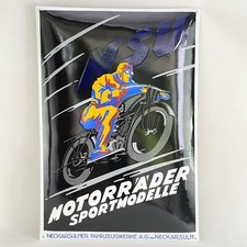XXL NSU Motorräder LOGO Emailschild Schild enamel sign 68x47 cm 