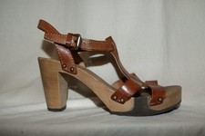 SOFTCLOX hohe Leder Sandalette biegsame Holzsohle Komfortsohle braun 40