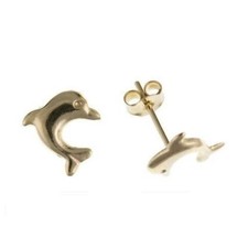 Gelbgold Delfin Ohrringe 9