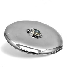 EVALD NIELSEN KOPENHAGEN SILBER PUDERDOSE MONDSTEIN UM 1910