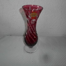 Vase Bleikristall Kristallvase Anna Hütte Glasvase Blumenvase Rot Vasen H 22,5