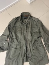 NEUw Orig IQ BERLIN Jacke 40 42 Oliv Military Lang Taschen Print Baumwolle Top