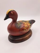Alter bemalter Keramikvogel auf Holzsockel - Ente - Vogel - Länge ca. 14 cm