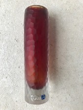 GUAXS Vase Glas rötlichorange geschliffen Chisel Cut 14 cm Weihnachten