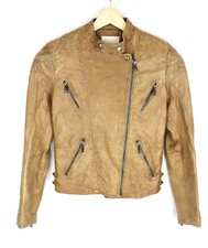 Gas Merida Jacke Damen EU 40 100% Leder Asymmetrischer Reißverschluss Taschen