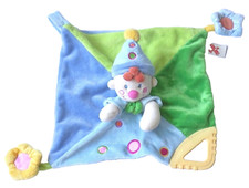 NICOTOY Schmusetuch Schnuffeltuch Kuscheltuch Clown Harlekin Kasper in blau grün