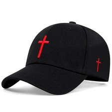 Baseball Cap mit Kreuz Stickerei – Schwarz/Weiß/Rot/Blau – Verstellbare Unisex