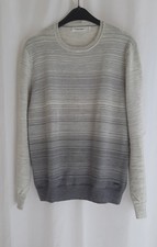 Herren Strickpullover Gr. M – Grau/Blau Querstreifen – Calvin Klein