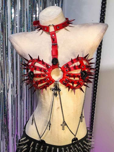 Grunge y2k kunstleder oberteil - grunge,