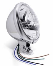 5¾" Scheinwerfer Chrom H4 Klarglas  Bates-Style für Harley Suzuki Universal