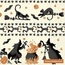 3 Servietten ~ Hexen Zauber Halloween Katzen Fledermaus