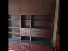 Bücherschrankwand Mahagonifurnier 3,50 m breit, 4tlg.  2,20 m hoch, 0,50 m tief