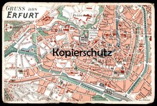 ALTE POSTKARTE GRUSS AUS ERFURT STADTPLAN Petersberg Landkarte Map Carte Géograp