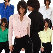 Damen Bluse bauchfrei Langarm