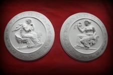 Wandbild Gips Relief Wandrelief, 2-Set,35 cm Stuckgips Antike