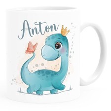 Kindertasse Kunststoff Dino Dinosaurier Schmetterling personalisierte Tasse mit