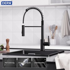 Gastro Einhebelmischer Spiralfeder Küchenarmatur ausziehbarer Wasserhahn 3-Wege