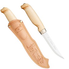 Marttiini Lynx 129 Messer mit Edelstahlklinge, Birkenholzgriff und Lederscheide