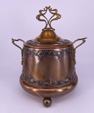 Jugendstil Bowle, Messing, Kupfer, mit Glaseinsatz (TS 135 )