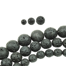 Natürliche Lavasteinperlen Ø 4/6/8/10 mm Lavaperlen Lavastein schwarze Perlen