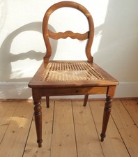Antiker Biedermeier Stuhl Esche Geflecht true Vintage