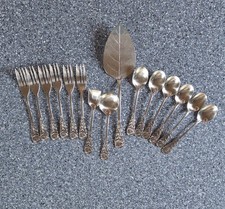 Hildesheimer Rose 6 Kaffeel-+6 Kuchengabel+1 Sahne-+1 Zuckerlöffel Rostfr. Gebr.