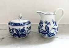 Tirschenreuth Bavaria Germany Vintage Zuckerdose + Milchkännchen Zwiebelmuster