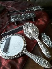 Antikes Frisierset versilbert mit Lockenstab im Top Zustand 