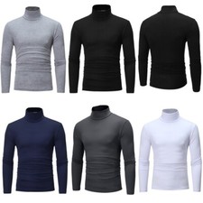 DE Herren Rollkragenpullover Basic Langarmshirt Super weichem Pullover T-shirts