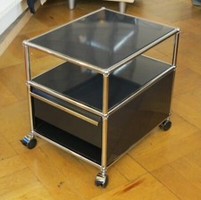 * Orig. USM Haller Nachttisch mit Schublade * Schwarz * Rollcontainer * Rollen