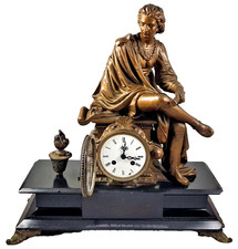 ANTIKE EMPIRE Französische Kaminuhr Figurenuhr Pendel 1820 Louis XVI Samuel Mart
