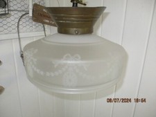 Schöne alte Hängelampe Jugendstil mit tollem Glas mit schönem Dekor 25cm