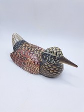 geschnitzte und bemalte Holzfigur - Vogel - Länge 16 cm x Höhe 6 cm