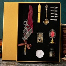 Luxuriöses Kalligraphie Set mit 17 Federn, Tinte & Siegelstempel für Erwachsene