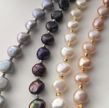 Schwarz/Silbern/rosa Halskette echten Perlen 9mm wie Tahiti|Barock Perlenkette